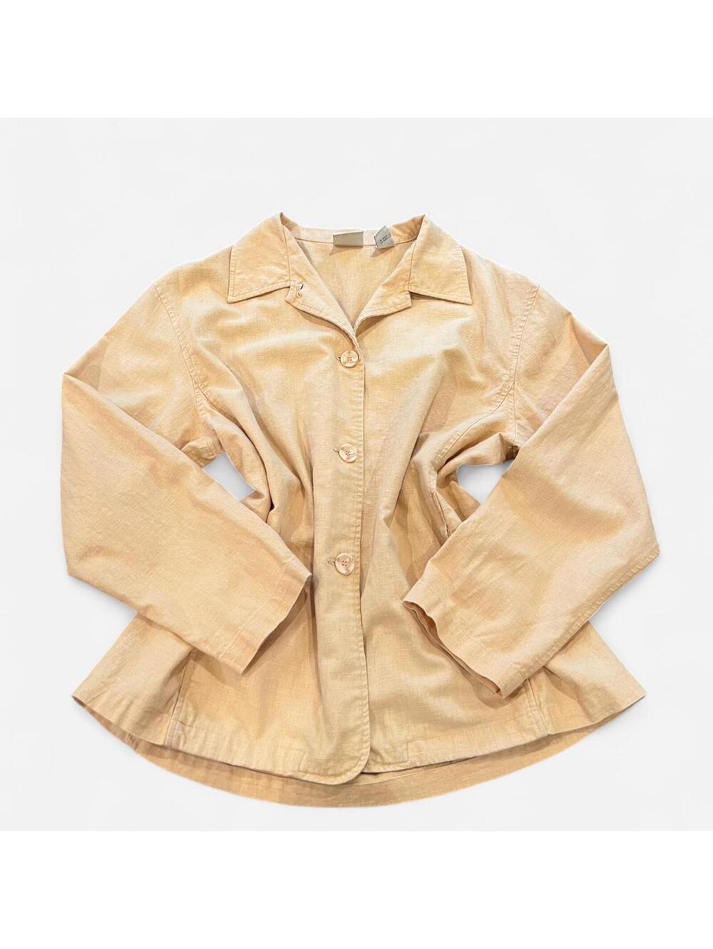 Vintage Butter Yellow Linen Blend Minimal Jacket - Picture 2 of 8